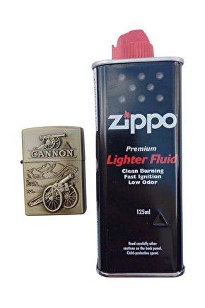 Ozel Tasarim Ortacag Cannon Topcu Silahi Sari Renkli Yazili Kabartmali Premium Zippo Cakmak