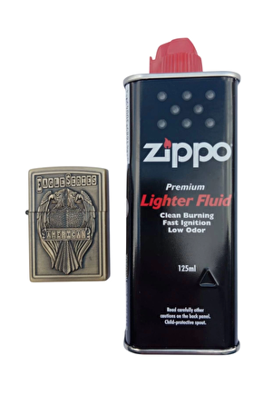 Ozel Tasarim Sari Renkli Cift Basli Eagle Series American Yazili Kabartmali Premium Zippo Cakmak