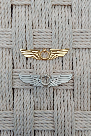 Hava Kuvvetleri Sari Ve Beyaz Renkli Hava Pilot Kucuk Metal Gogus Brovesi