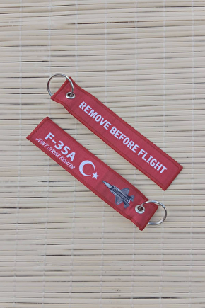 2 Adet F-35a Remove Before Flight Joint Strike Fighter Yazili Kirmizi Beyaz Nakis İslemeli Bez Anahtarlik