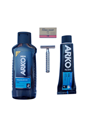 Arko Men Cool Tras Kolonyasi Arko Men Cool Tras Kremi Jel Orak Paslanmaz Krom Tras Makinasi Perma Sharp Yaprak Jilet Tra