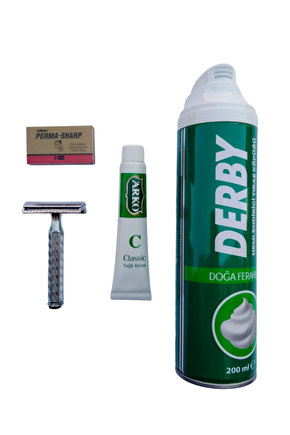 Derby Tras Kopugu Orak Paslanmaz Krom Tras Makinasi Perma Sharp Yaprak Jilet Arko Nem Klasik Cilt Besleyici Yagli Krem 2