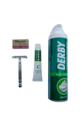 Derby Tras Kopugu Tima 777 Tras Makinasi Perma Sharp Yaprak Jilet Arko Nem Klasik Cilt Besleyici Yagli Krem 20 Cc Tras S