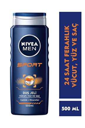 MEN Erkek Duş Jeli Sport 500ml, Canlandırıcı, Mineral, Vücut Saç ve Yüz, Spordan Sonra Yenileyici