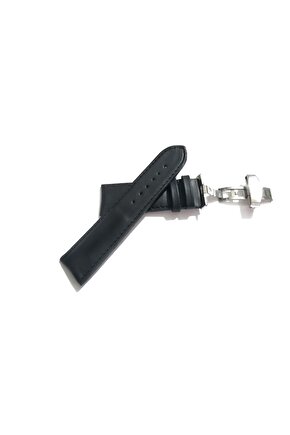 Her Saate Uygun Kelebek Toka 24 MM Hakiki Deri (256) GUMUŞ TOKA SİYAH