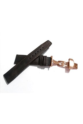Her Saate Uygun Kelebek Toka 20 mm Hakiki Deri (244) ROSE TOKA KOYU KAHVE
