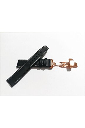 Her Saate Uygun Kelebek Toka 20 mm Hakiki Deri (238) ROSE TOKA SİYAH