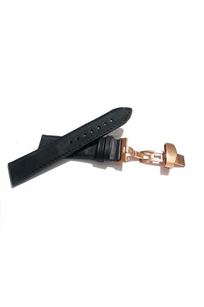 Her Saate Uygun Kelebek Toka 22 mm Hakiki Deri (235) ROSE TOKA SİYAH