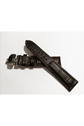 &Hertür Saate &Uygun  Kelebek  Toka  24 MM  koyu kahve kordon   (186 ) gumuş toka