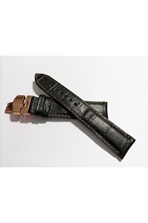 &Hertür Saate &Uygun  Kelebek  Toka  24 MM  koyu kahve kordon   (188 ) rose  toka
