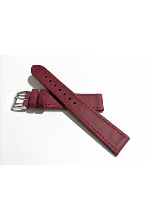 &Her Saate Uyumlu greyzi  Hakiki Deri Saat Kordonu 18   mm  (144)   Bordo