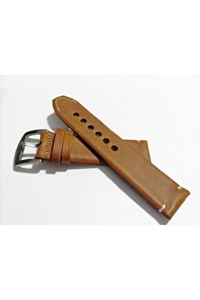 &Her Saate Uyumlu El Yapımı  Hakiki Grizi Deri Saat Kordonu 24  mm  (134)   taba  renk