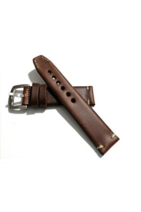 Her Saate Uygun  El Yapımı 24  mm Hakiki  Deri Kordon Kahverengi 24mm