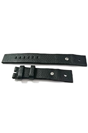 Dizel Uyumlu vidalı Saat Kordonu Hakiki Deri 22 mm  siyah vidalı
