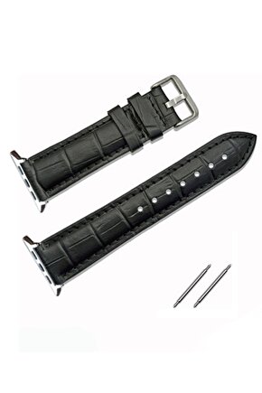 Akıllı saat Uyumlu Lüks Deri Saat Kordonu Kroko  32mm38mm SİYAH   1111
