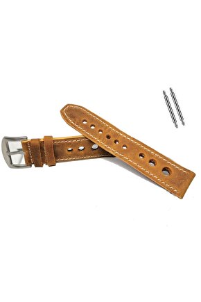 Tissot & Fossil & Panaray  Uyumlu Crayz Hakiki  Deri  24 mm   KOYU TABA