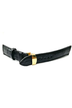 Hertür Saate Uygun  Kelebek  Toka  24 mm  Siyah  sarı tokalı   Kordon
