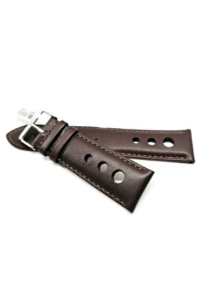 Tissota Uyumlu Hakiki deri 24  mm Kahverengi  Saat Kordonu