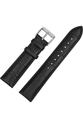 Siyah Kroko< 6 > Hakiki Dana Derisi Saat Kordonu Kayış 22 Mm