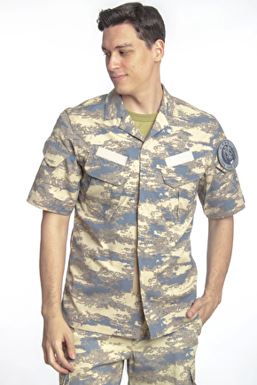 Hava Kuvvetleri Yeni Kamuflaj Renkli Kisa Kollu Orjinal Taktik Askeri Gomlek Short Sleeve Camouflage