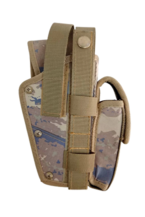 Sag El Hava Kuvvetleri Kamuflaj Renkli Sarjorluklu Cift Emniyetli Airsoft Palaskaya Kemere Gecirmeli Sallama Silah Kilif