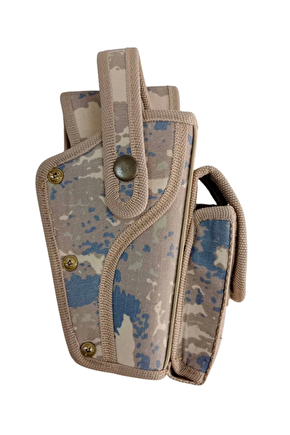 Sag El Hava Kuvvetleri Kamuflaj Renkli Sarjorluklu Tek Emniyetli Airsoft Palaskaya Kemere Gecirmeli Sallama Silah Kilifi