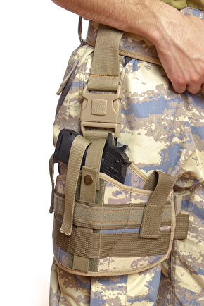 Sag El Hava Kuvvetleri Kamuflaj Renk Tek Baglantili Airsoft Palaskaya Kemere Geçirmeli İmpertex Bacak Silah Kilifi