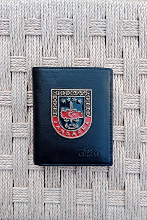 Jandarma Kabartma Yazili Amblemli Hakiki Deri Rozetli Cuzdan