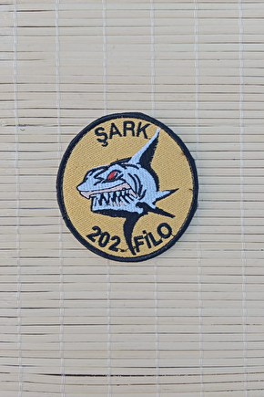 Sari Zemin Nakis İslemeli Sark 202. Filo Arma Patch Pec