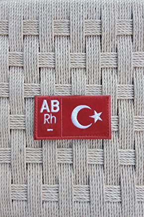 Kirmizi Kadife Zemin Beyaz Nakis İslemeli Ab Rh - Kan Gruplu Arma Patch Pec