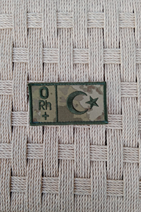 Kara Kuvvetleri Kamuflaj Renkli Nakis İslemeli 0 Rh + Kan Gruplu Arma Pec Patch