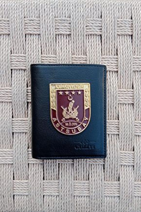 Kara Kuvvetleri M.o 209 Astsubay Yazili Amblemli Ozel Tasarim Hakiki Deri Rozetli Cuzdan