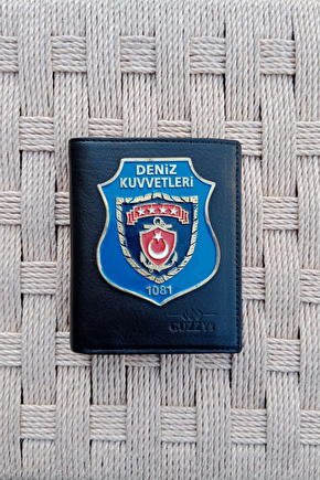 Deniz Kuvvetleri 1081 Amblemli Ozel Tasarim Hakiki Deri Rozetli Cuzdan