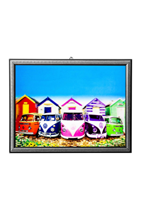 5d Recine Elmas Boyama 180° Hareketli Klasik Volkswagen Beetle Minibusler Cerceveli Tablo Resim