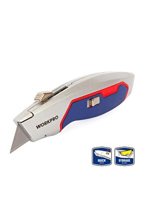WP213011 Ağır Hizmet Alüminyum Gövde Geri Çekilebilir Rötuş Maket Bıçağı + 3 Adet Yedek Bıça
