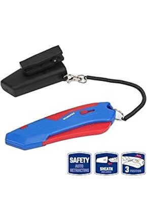 Wp213010 Kemer Askı Kancalı Otomatik Geri Çekilebilir Mandallı Rötuş Maket Bıçağı + 3 Adet