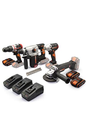 WXKS5 WX354.9 + WX272.9 + WX380.9 + WX812.9 + WA3601 20V2Ah Pro Kombo Set