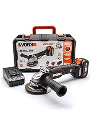 Wx812 20Volt 4.0Ah. 125Mm Kömürsüz Profesyonel Şarjlı Avuç Taşlama