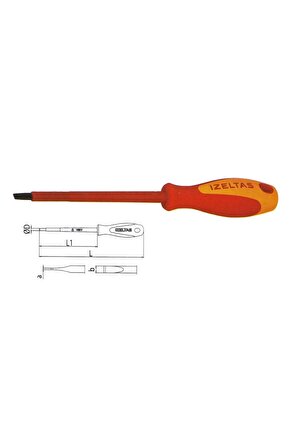 4140175512 1000V İzoleli Elektrikçi Düz Uçlu Tornavida 5.5x125