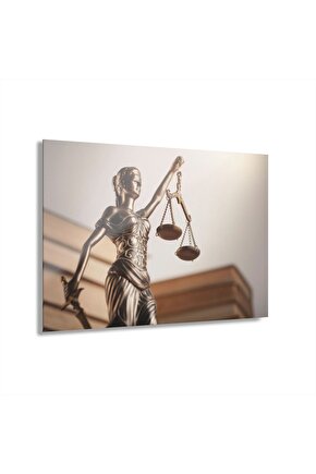 Adalet Terazisi Cam Tablo Duvar Dekoru 4