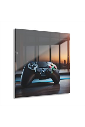 Gamer Joystick Oyuncu Konsolu Cam Tablo Duvar Dekoru