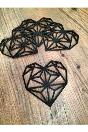 Dekoratif Kalpli Siyah Ahşap Sunumluk Bardak Altlığı 10x10cm 4 Adet