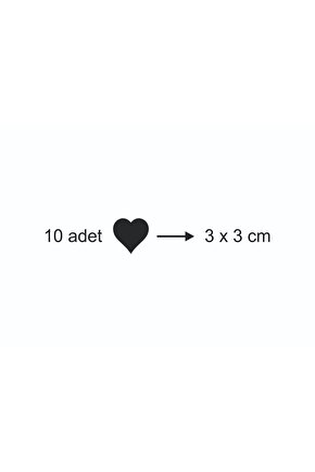 3 Cm 10 Adet Siyah Ahşap Kalp Duvar Dekoru Zenginleştirici