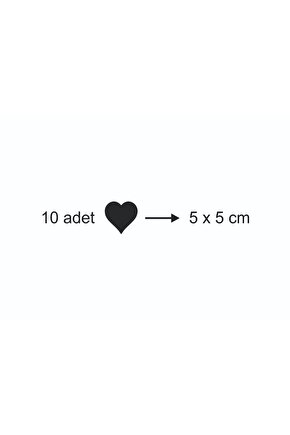 5 Cm 10 Adet Siyah Ahşap Kalp Duvar Dekoru Zenginleştirici