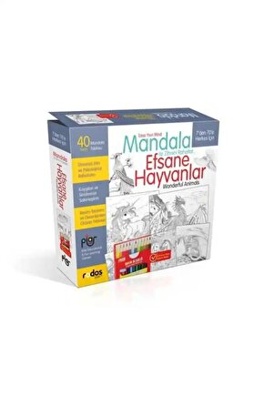 Mandala, Efsane Hayvanlar  7Den 70E Herkes Için  12Li Kuru Boyama Kalemi Ilaveli