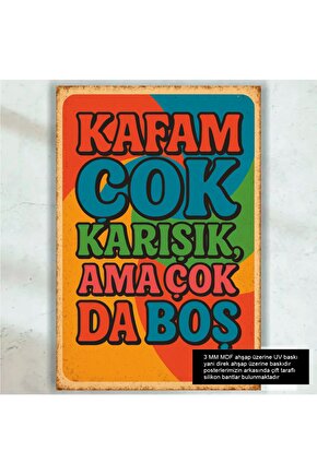 kafam karışık komik esprili atarlı duvar yazıları retro ahşap poster tablo