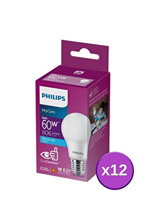 Mycare Led Lamba 8w-60w 6500k Beyaz Işık x12 Adet