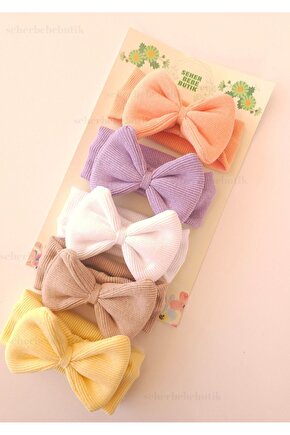 Kız Bebek & Çocuk Fiyonklu Bandana Set - Yumuşak- Esnek