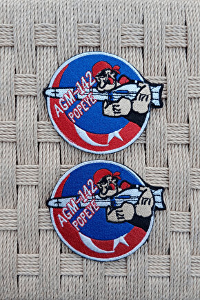 2 Adet Nakış işlemeli Kırmızı Zemin Agm-142 Popeye Arma Patch Peç