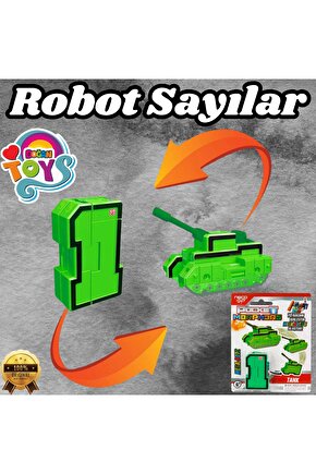 Pocket Morphers 1 Tank - Roboto Dönüşen Sayılar - 1 Numara Robot - Transformers - Robot Sayı